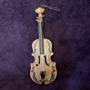 Vintage, The San Francisco Music Box Co., Violin Ornament, "The First Noel" Song